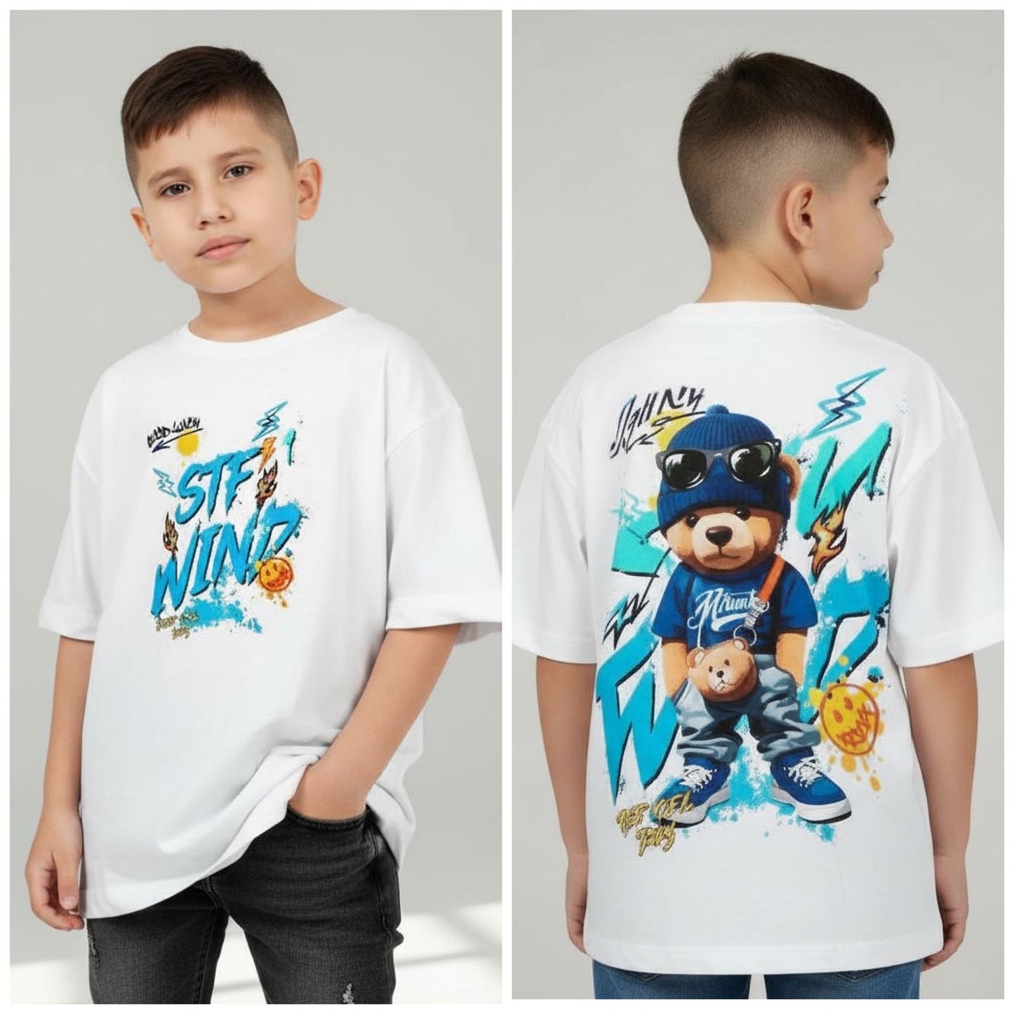 Camiseta oversize oso urbano white 200gr