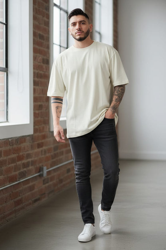 Camiseta oversize basico beige 200gr