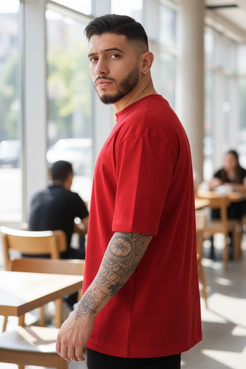 Camiseta oversize basico rojo 200gr