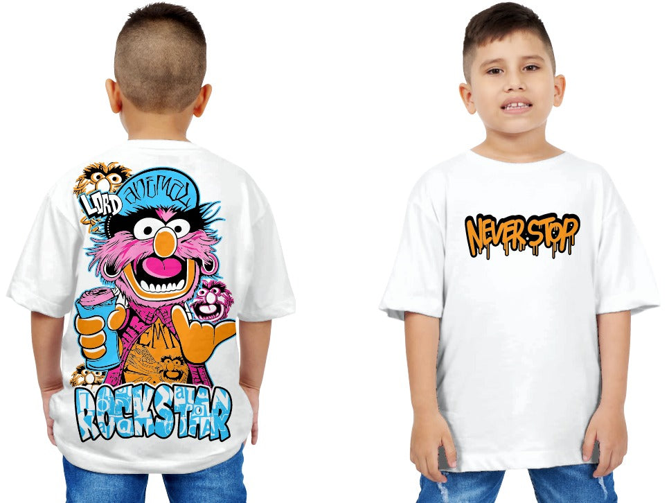 CAMISETA OVERSIZE NEVER STOP NIÑO