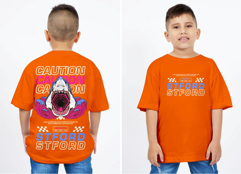 CAMISETA OVERSIZE SHARK ORANGE NIÑO