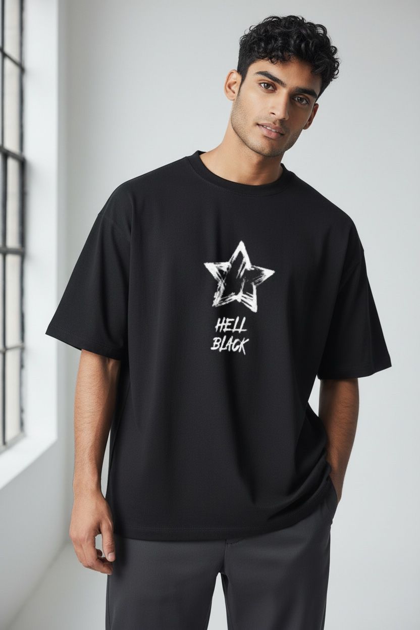 Camiseta oversize hell black 200gr