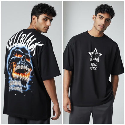 Camiseta oversize hell black 200gr