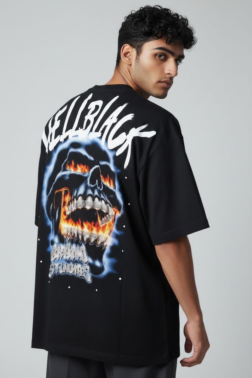Camiseta oversize hell black 200gr