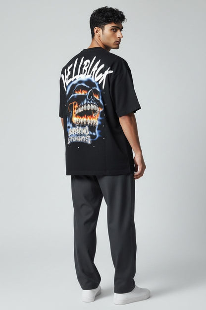 Camiseta oversize hell black 200gr