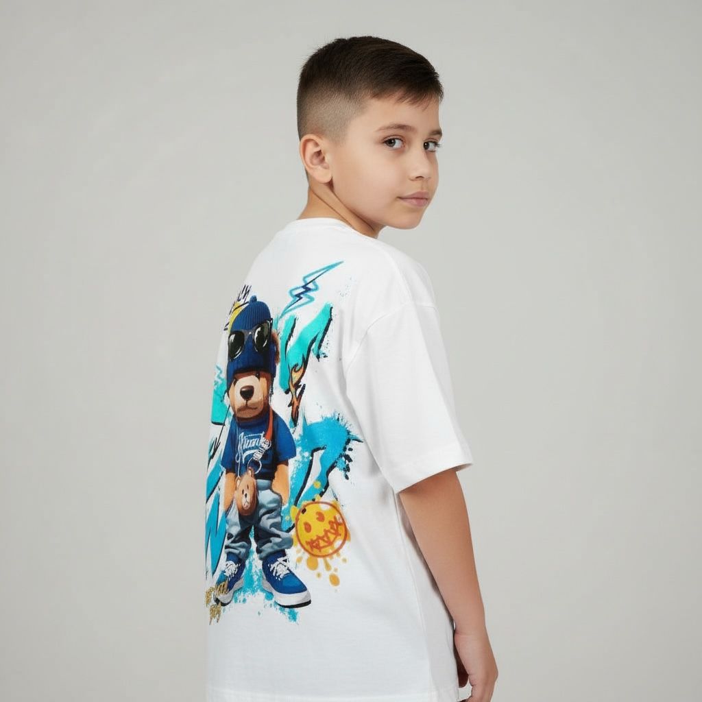 Camiseta oversize oso urbano white 200gr