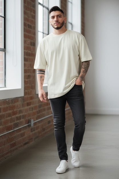 Camiseta oversize basico beige 200gr