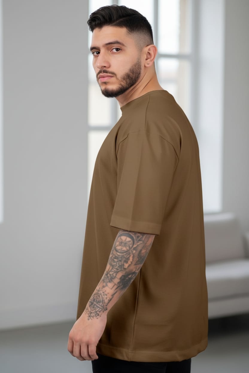 Camiseta oversize basico cafe 200gr