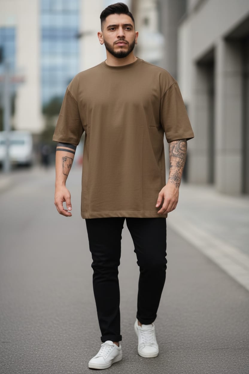 Camiseta oversize basico cafe 200gr