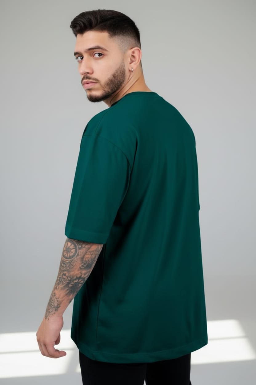 Camiseta oversize basico verde storm 200gr
