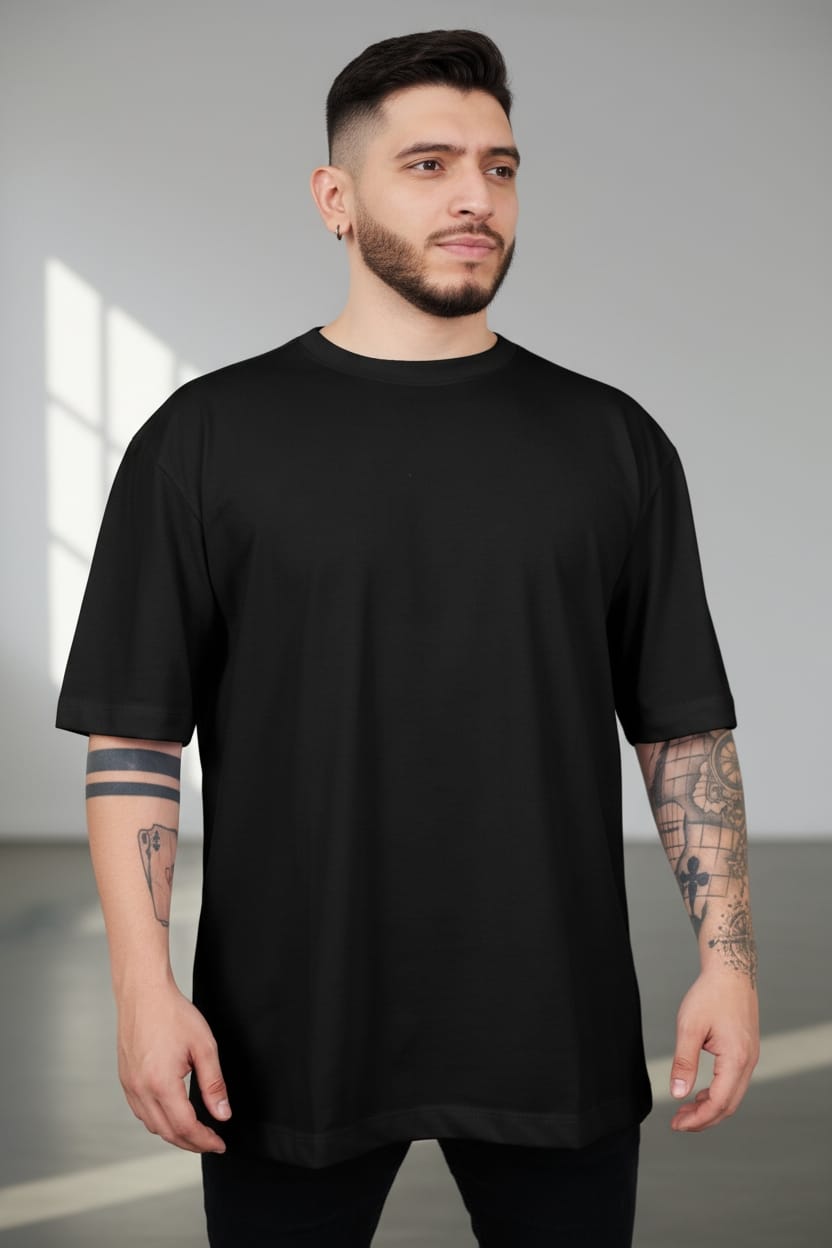 Camiseta oversize basico negro 200gr
