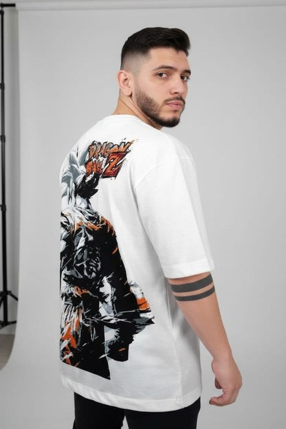 Camiseta oversize dragon ball z white 200gr