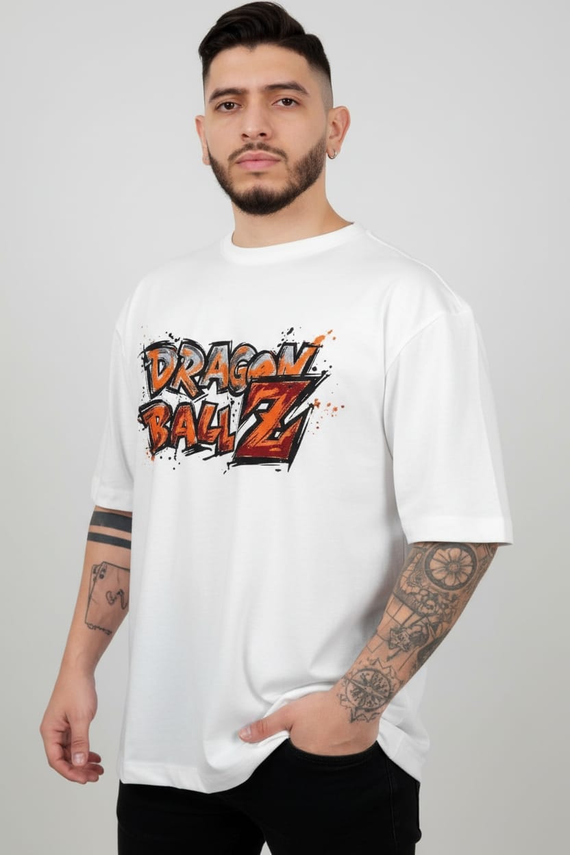 Camiseta oversize dragon ball z white 200gr
