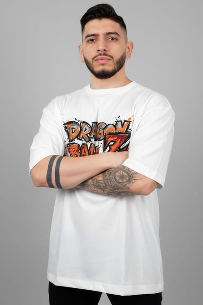 Camiseta oversize dragon ball z white 200gr
