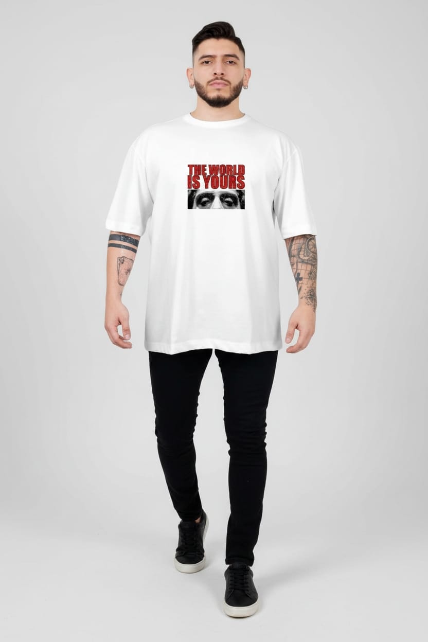 Camiseta oversize scare face white 200gr