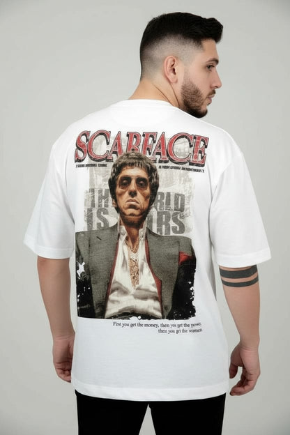 Camiseta oversize scare face white 200gr