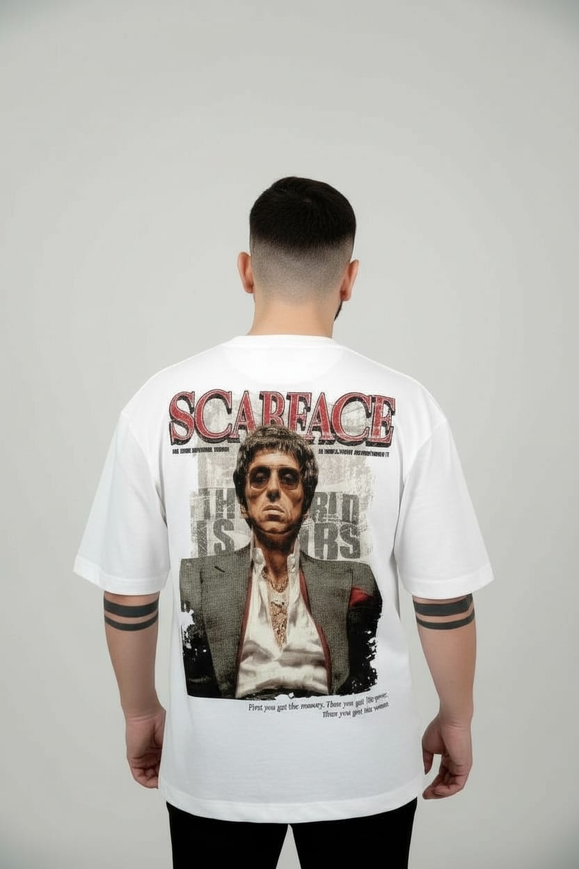 Camiseta oversize scare face white 200gr