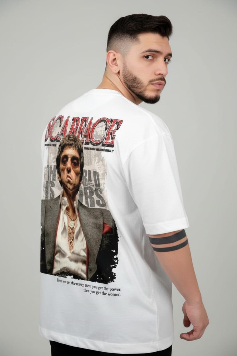 Camiseta oversize scare face white 200gr