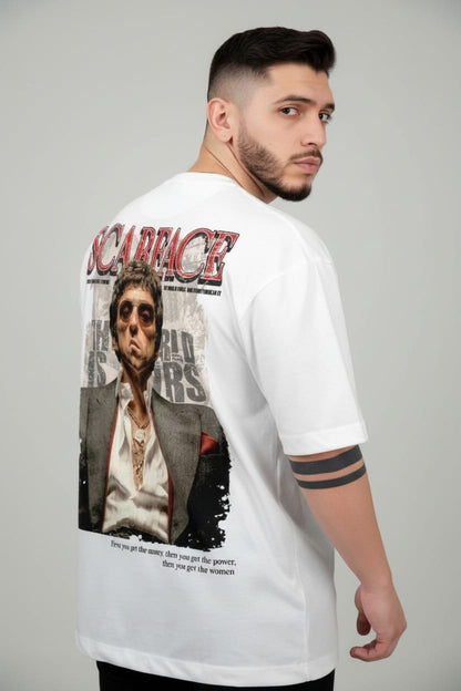 Camiseta oversize scare face white 200gr